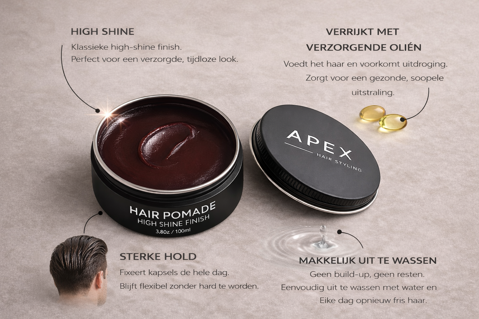 Apex Pomade High Shine Finish